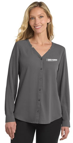 Long Sleeve Grey  Dress Blouse
