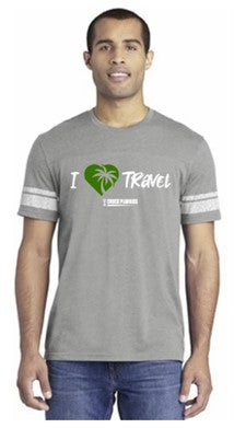 I Love Travel  Shirt Grey & White Unisex