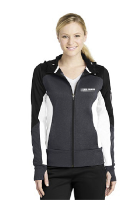 Ladies Full Zip Black & White Hooded Jacket