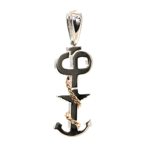 CP Small Anchor Pendant with Gold Rope