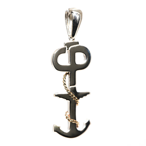 CP Large Anchor Pendant with Gold Rope