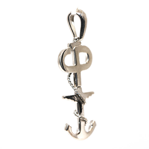 CP Large Anchor Pendant with Silver Rope